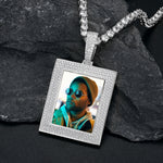 MOISSANITE RECTANGLE CUSTOM PHOTO PENDANT IN STERLING SILVER {STYLE 2}