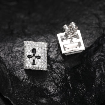 Boucles d'oreilles clous en moissanite en forme de cœurs et de trèfles, en argent sterling