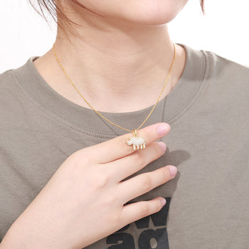 MOISSANITE RHINOCEROS PENDANT IN STERLING SILVER