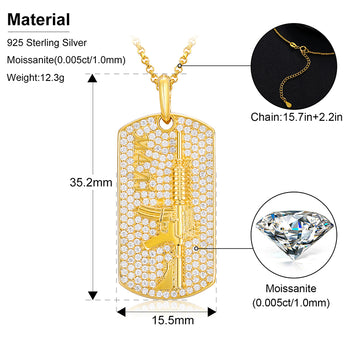 MOISSANIT-GEWEHRANHÄNGER-HALSKETTE AUS STERLINGSILBER