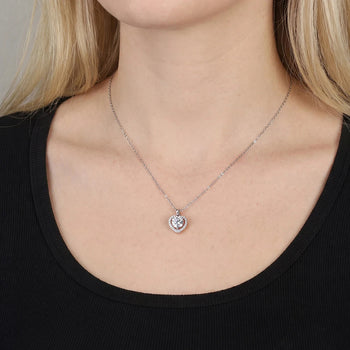 MOISSANITE ROUND BRILLIANT HALO HEART PENDANT IN STERLING SILVER
