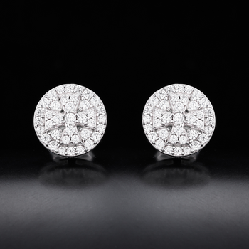 MOISSANITE SCREW BACK CROSS STUD EARRING IN STERLING SILVER