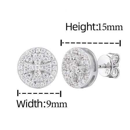 Earring with moissanite stones, labeled 'Sterling silver S925' and 'GRA Certificate', with size and weight information.