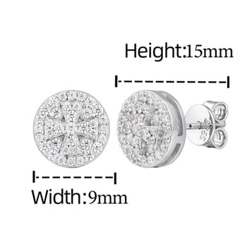 Earring with moissanite stones, labeled 'Sterling silver S925' and 'GRA Certificate', with size and weight information.