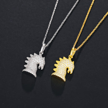 MOISSANIT-PFERDE-ANHÄNGER AUS STERLINGSILBER