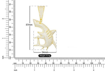 COLLIER PENDENTIF REQUIN EN MOISANITE ET ARGENT MASSIF