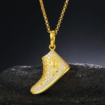 Pendentif breloque chaussure en moissanite en argent sterling