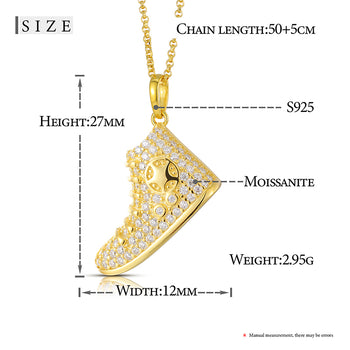 Pendentif breloque chaussure en moissanite en argent sterling