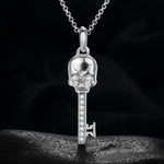 MOISSANITE SKULL KEY PENDANT IN STERLING SILVER