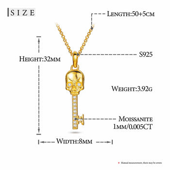 Anhänger in Form eines Totenkopfes aus Moissanit in Sterlingsilber