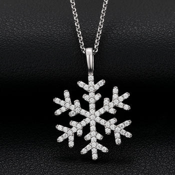 PENDENTIF FLOCON DE NEIGE EN MOISSANITE ET ARGENT MASSIF {STYLE 2}