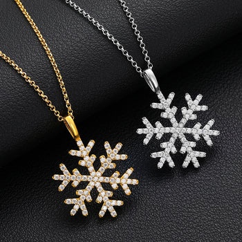 PENDENTIF FLOCON DE NEIGE EN MOISSANITE ET ARGENT MASSIF {STYLE 2}