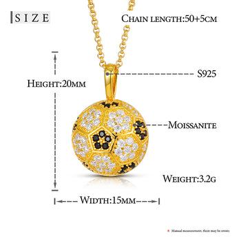 Pendentif en forme de ballon de football en moissanite et argent sterling