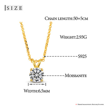 PENDENTIF SOLITAIRE MOISSANITE EN ARGENT STERLING