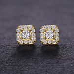 MOISSANITE SQUARE HALO STUD EARRINGS IN STERLING SILVER