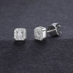 MOISSANITE SQUARE HALO STUD EARRINGS IN STERLING SILVER