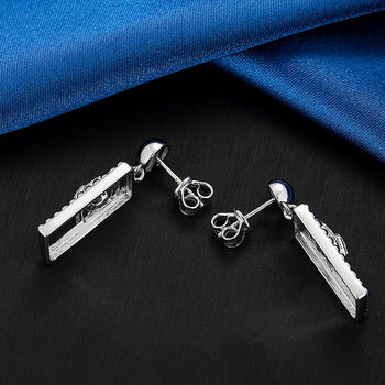 Boucles d'oreilles pendantes en moissanite, forme carrée et lune, en argent sterling