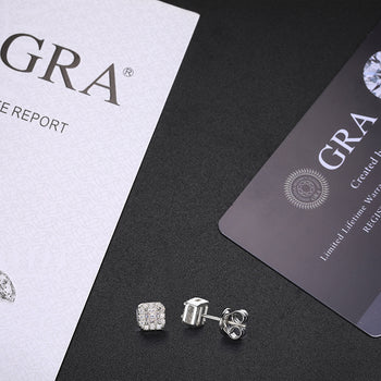 Boucles d'oreilles puces carrées en moissanite et argent sterling