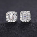 MOISSANITE SQUARE STUD EARRINGS IN STERLING SILVER