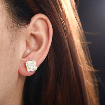 Boucles d'oreilles clous carrées en moissanite et argent sterling {STYLE 2}