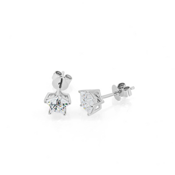 MOISSANITE STAR CUT STUDS EARRINGS IN SOLID GOLD