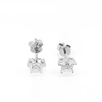 MOISSANITE STAR CUT STUDS EARRINGS IN SOLID GOLD