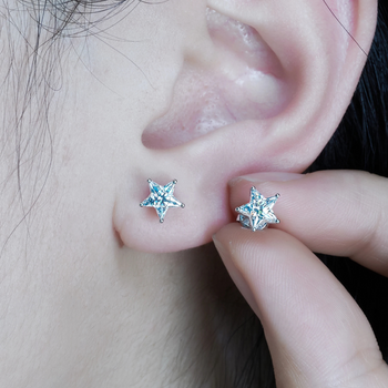 MOISSANITE STAR CUT STUDS EARRINGS IN SOLID GOLD