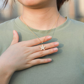 MOISSANIT-STERN-ANHÄNGER-KETTE AUS STERLINGSILBER