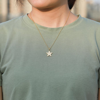 MOISSANIT-STERN-ANHÄNGER-KETTE AUS STERLINGSILBER