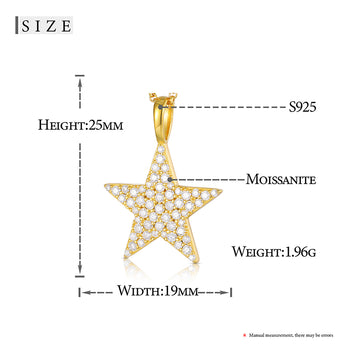 MOISSANIT-STERN-ANHÄNGER-KETTE AUS STERLINGSILBER