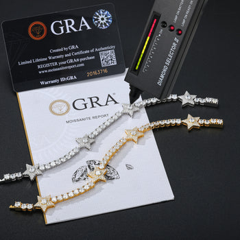 Bracelet de tennis en argent sterling orné d'une étoile en moissanite 