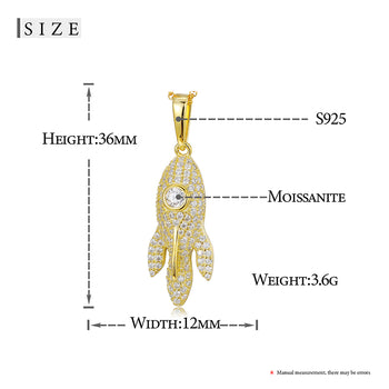 Pendentif sous-marin en moissanite et argent sterling