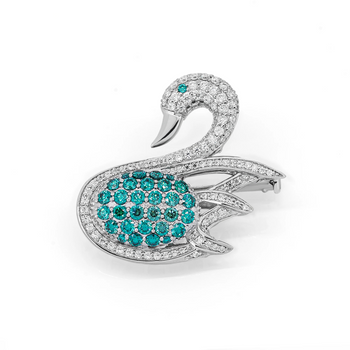 MOISSANITE SWAN BROOCH IN STERLING SILVER