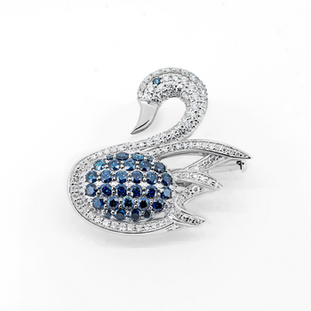 MOISSANITE SWAN BROOCH IN STERLING SILVER