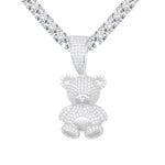 MOISSANITE TEDDY BEAR PENDANT NECKLACE IN STERLING SILVER