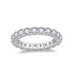 MOISSANITE TENNIS ETERNITY BAND RING WITH SIDE HALO IN STERLING SILVER