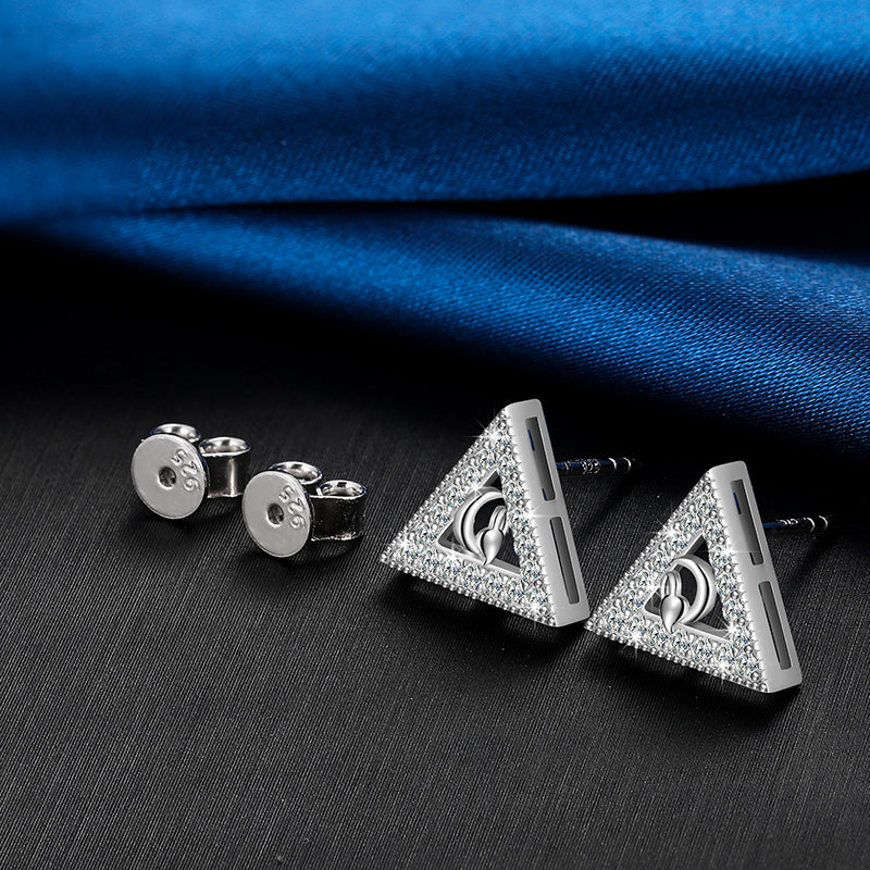 MOISSANITE TRIANGLE STUD EARRINGS IN STERLING SILVER