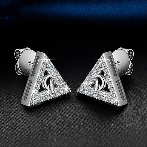 MOISSANITE TRIANGLE STUD EARRINGS IN STERLING SILVER