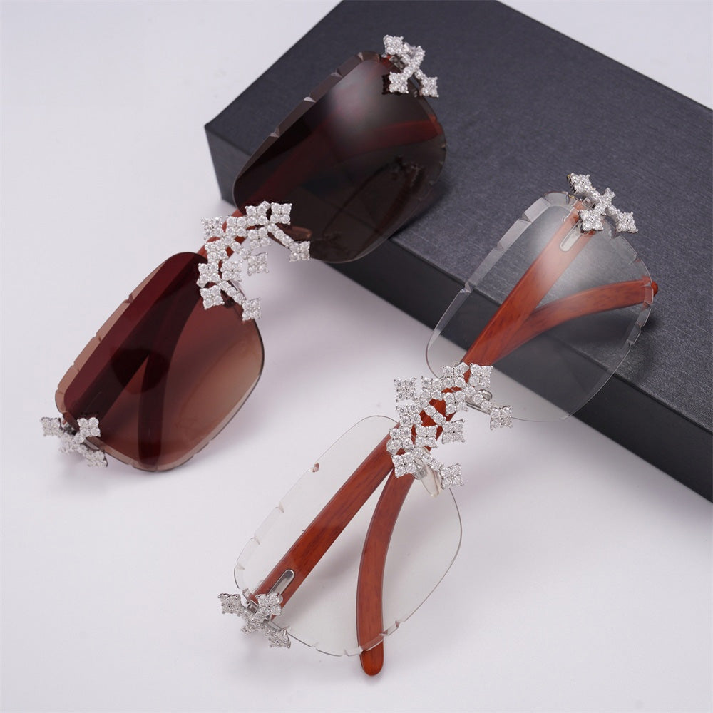 MOISSANITE TRIPLE CROSS BRIDGE SUNGLASSES