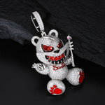 MOISSANITE VIOLENT BEAR PENDANT IN STERLING SILVER