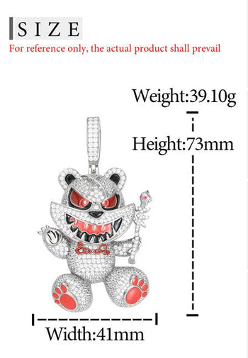Pendentif ours violent en moissanite et argent sterling