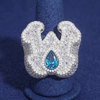 Bague de championnat en argent sterling avec moissanite W
