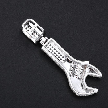 MOISSANITE WRENCH PENDANT IN STERLING SILVER