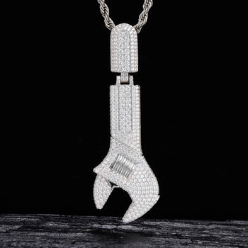 MOISSANITE WRENCH PENDANT IN STERLING SILVER