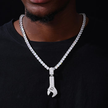 MOISSANITE WRENCH PENDANT IN STERLING SILVER