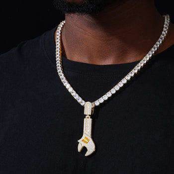MOISSANITE WRENCH PENDANT IN STERLING SILVER