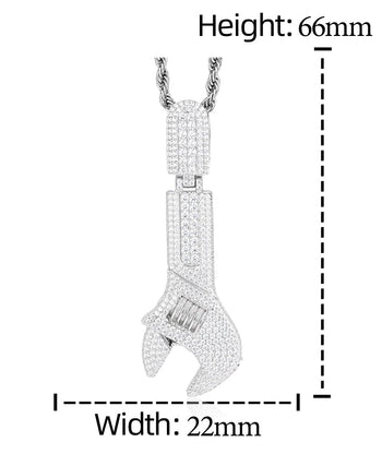 MOISSANITE WRENCH PENDANT IN STERLING SILVER