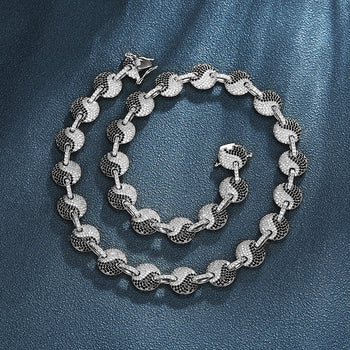BRACELET/COLLIER EN ARGENT MASSIF ET MISSANITE AVEC MAILLE YIN YANG