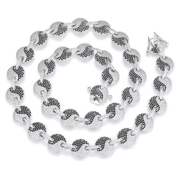 BRACELET/COLLIER EN ARGENT MASSIF ET MISSANITE AVEC MAILLE YIN YANG
