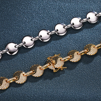 BRACELET/COLLIER EN ARGENT MASSIF ET MISSANITE AVEC MAILLE YIN YANG